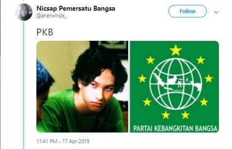 Nicholas Saputra as bendera partai. (Twitter/@aherwinda_)