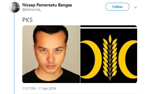 Nicholas Saputra as bendera partai. (Twitter/@aherwinda_)