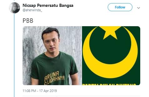 Nicholas Saputra as bendera partai. (Twitter/@aherwinda_)