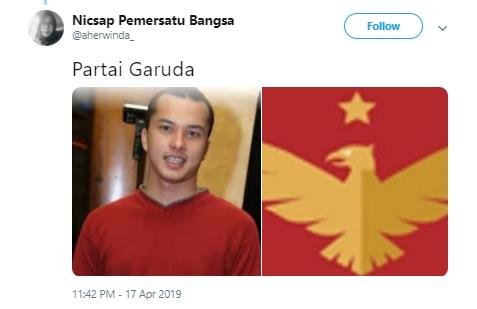 Nicholas Saputra as bendera partai. (Twitter/@aherwinda_)