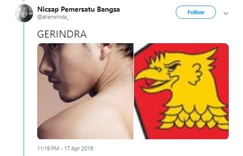 Nicholas Saputra as bendera partai. (Twitter/@aherwinda_)