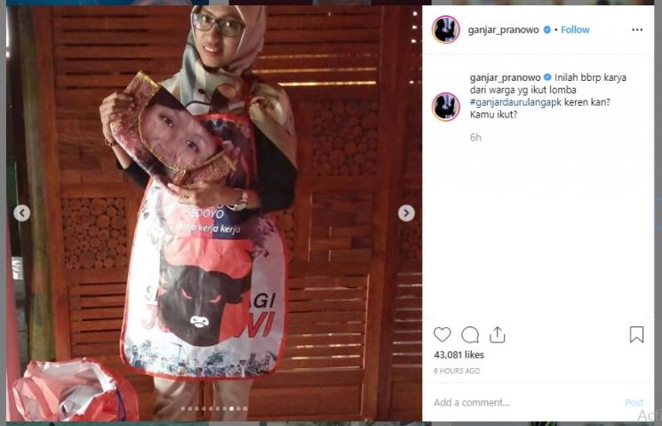Karya peserta sayembara daur ulang APK Pemilu 2019. (Instagram/@ganjar_pranowo)