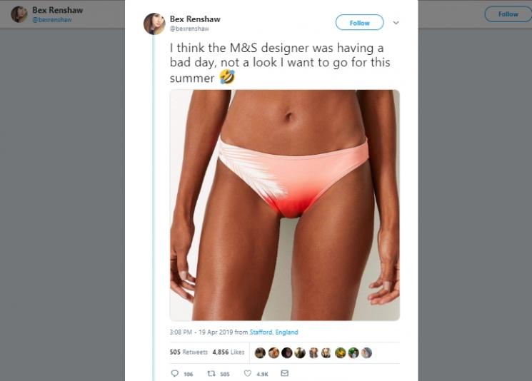 Bikini keluaran Marks & Spencer yang bikin gagal paham. (Twitter/@bexrenshaw)