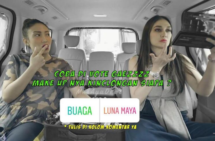 Ayu Dewi Tantang Luna Maya Makeup di Dalam Mobil. (YouTube/MrsAyuDewi)