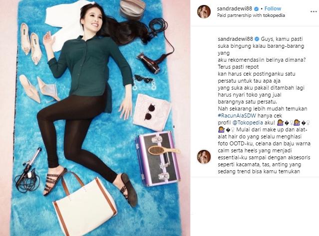 Sandra Dewi hamil anak kedua. (Instagram/@sandradewi88)