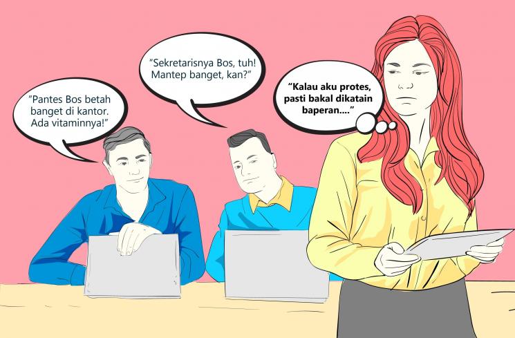 Ilustrasi asertif terhadap guyonan seksis. (DewiKu.com/Ema Rohimah)