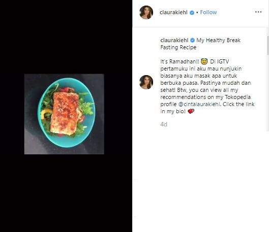 Tanpa Nasi, Ini Menu Sehat Buka Puasa Cinta Laura. (Instagram/@claurakiehl)