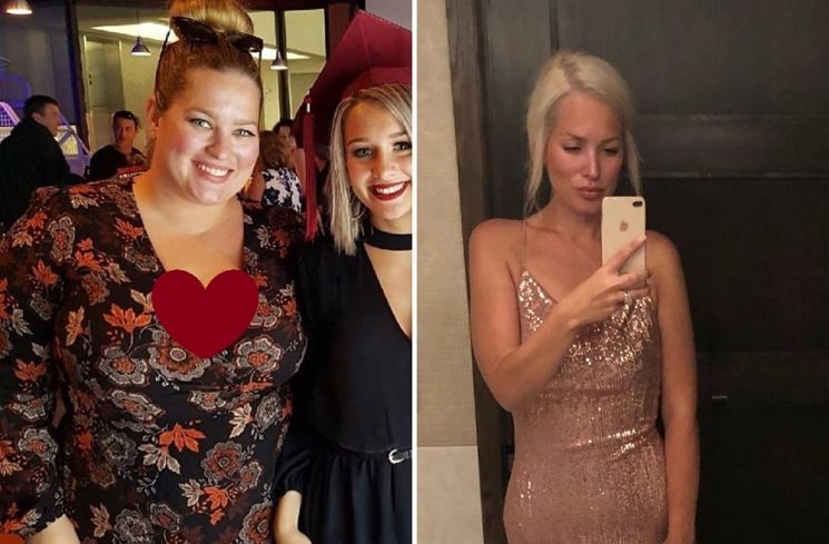 Transformasi berat badan setelah diet ketat. (Instagram/@itsamommythang)