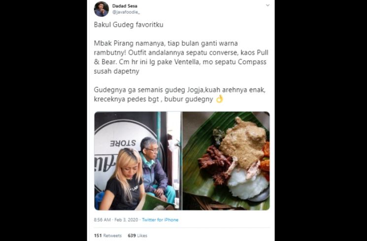 Gudeg Mbak Pirang. (Twitter/@javafoodie_)