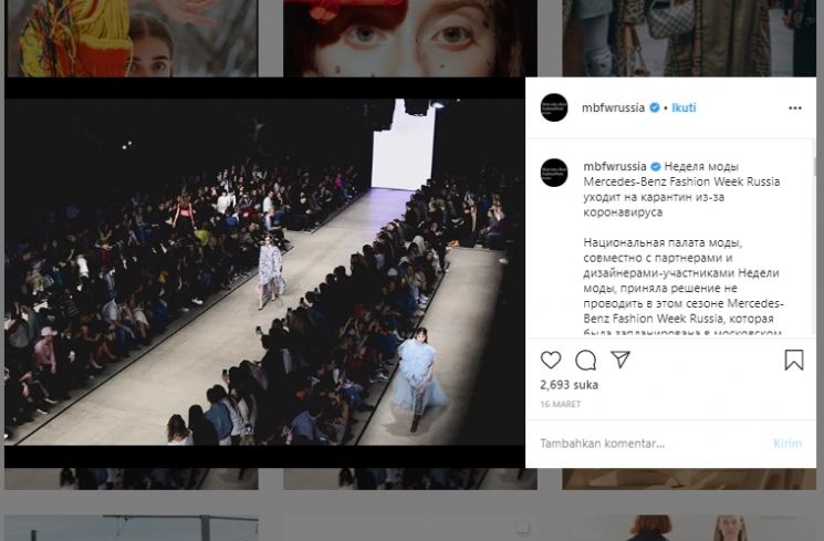 Mercedes-Benz Fashion Week Russia 2020 resmi dibatalkan. (Instagram/@mbfwrussia)