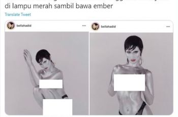 Bella Hadid Dandan Jadi Manusia Silver (twitter.com/buahhkhuldi)
