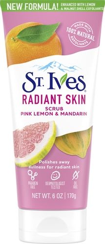 St.Ives Pink Lemon and Mandarin Orange Scrub untuk mengatasi masalah kulit tidak rata bekas jerawat. (Istimewa/St.Ives Indonesia)
