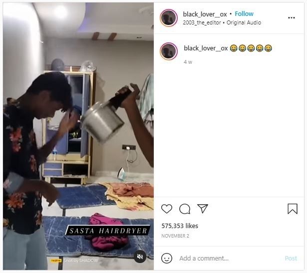 Pria viral menggunakan pressure cooker untuk mengeringkan rambutnya (instagram.com/black_lover__ox)