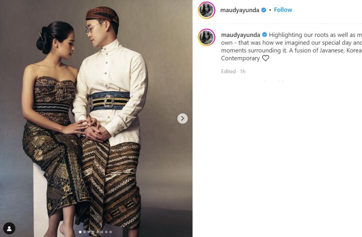 Maudy Ayunda pamer foto mesra dengan Jesse Choi. Kali ini, penampilan sang suami berhasil curi perhatian. (Instagram/maudyayunda)