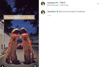 Beri Kejutan saat Jemput Ringgo Agus, Sabai Morscheck Pakai Kostum Dinosaurus