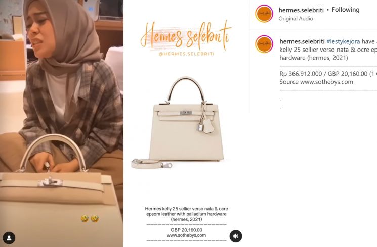 Rizky Billar pamerkan tas Hermes milik Lesti Kejora, respons sang istri disorot (Instagram/hermes.selebriti)