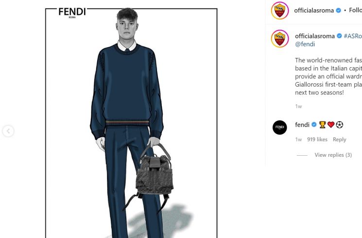 Desain seragam baru klub AS Roma yang berkolaborasi dengan brand Fendi (Instagram/officialasroma)