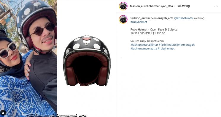 Atta Halilintar bikin geger warganet karena terlihat mengenakan helm yang harganya mencapai lebih dari Rp16 juta ketika berlibur ke Bali (Instagram/fashion_aureliehermansyah_atta)