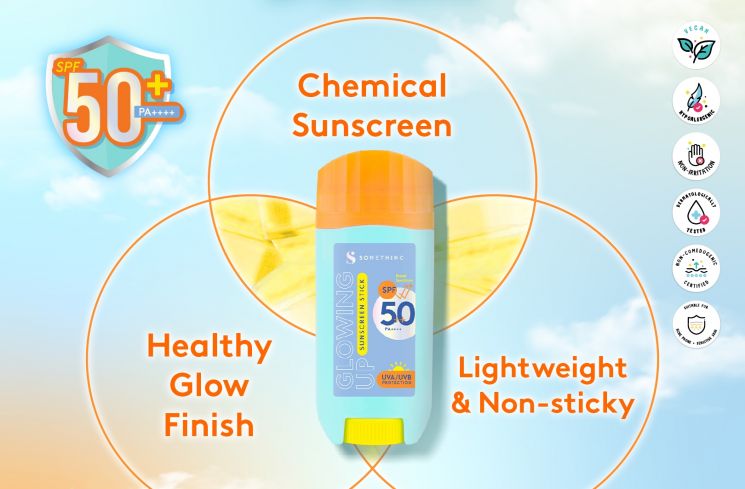 Somethinc Glowing Up Sunscreen Stick SPF 50++ PA ++++ (Istimewa)