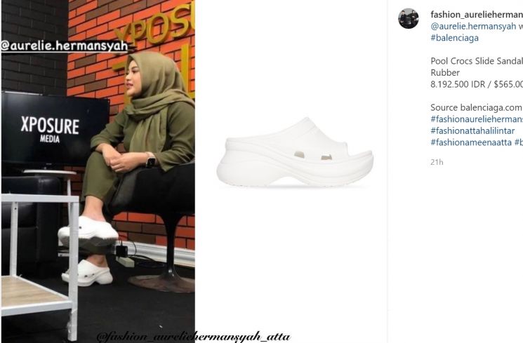 Aurel Hermansyah kenakan sandal karet seharga Rp8 juta, warganet pertanyakan versi KW (Instagram/aureliehermasnyah_atta)