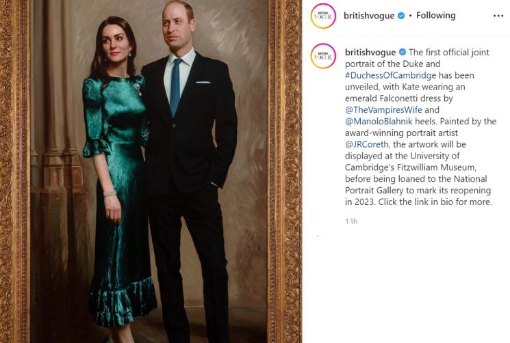 Intip Gaya Kate Middleton dan Pangeran William dalam lukisan terbaru yang dipamerkan di museum (Instagram/britishvogue)