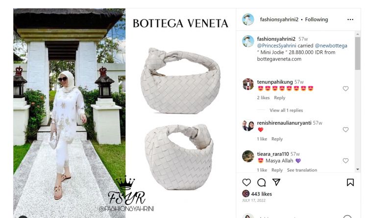 Tas mewah Syahrini warna putih (Instagram @fashionsyahrini2)