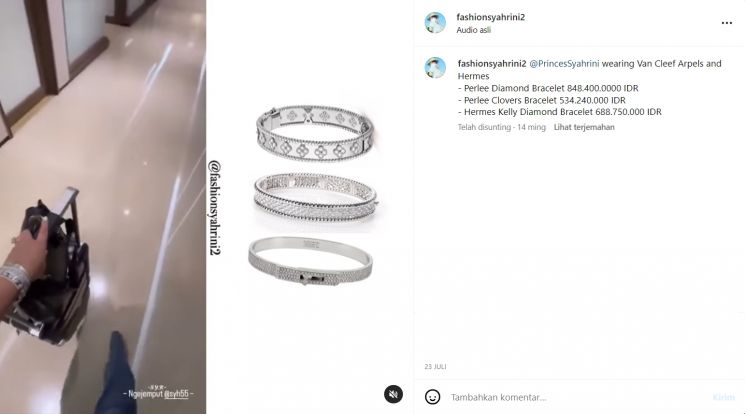 Gaya Syahrini mengenakan perhiasan mewah. (Instagram/fashionsyahrini2)