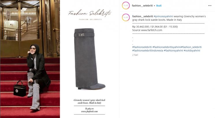 Koleksi sepatu boots Syahrini (Instagram/fashion__selebriti)