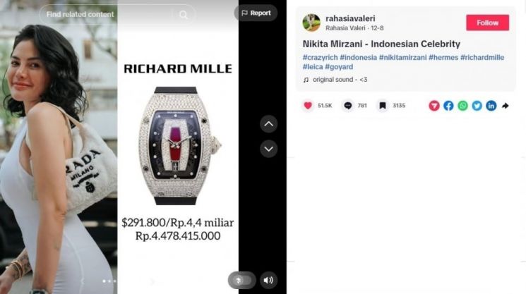 Koleksi jam tangan Nikita Mirzani (TikTok/rahasiavaleri)