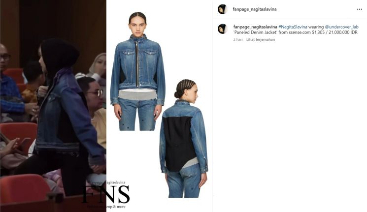 Nagita Slavina mengenakan jaket denim yang desainnya unik. (Instagram/fanpage_nagitaslavina)