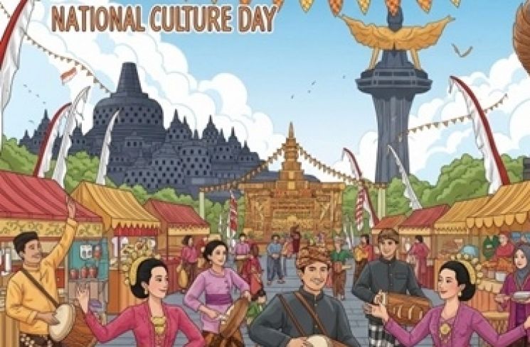 Ilustrasi HKN atau Hari Kebudayaan Nasional Indonesia yang jatuh pada 17 Oktober (AI.Gemini)