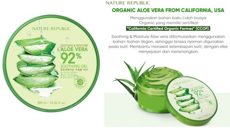Nature Republic Soothing & Moisture Aloe Vera 92% Soothing Gel (naturerepublic.id)