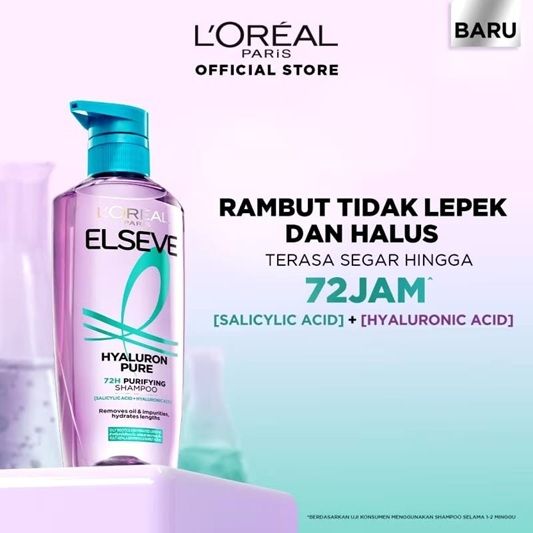 L’Oréal Paris Elseve Hyaluron Pure 72H Purifying Shampoo (lazada.co.id)