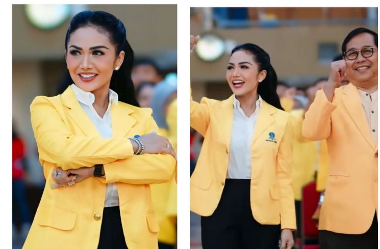 Potret Krisdayanti saat menghadiri Orientasi Studi Mahasiswa Baru Universitas Terbuka (Instagram/@krisdayantilemos)