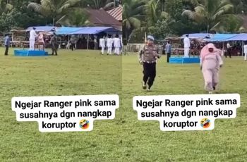 Bikin Heboh! Ibu-Ibu Nyelonong Masuk Lokasi Upacara 17-an, Kejar-Kejaran Sama Aparat