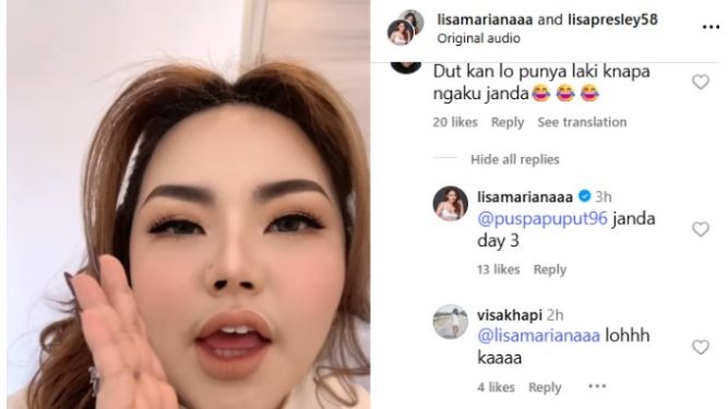 Lisa Mariana cerai dengan suaminya. (Instagram)