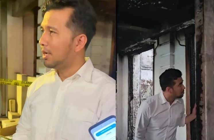 Emil Dardak melihat puing Gedung Grahadi (Instagram/emildardak)