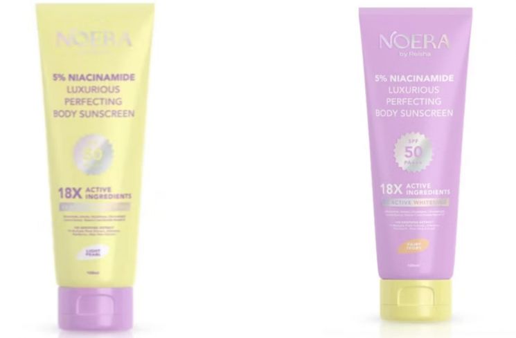 Produk Noera Luxurious Perfecting Body Sunscreen SPF 50 PA+++ (Shopee)